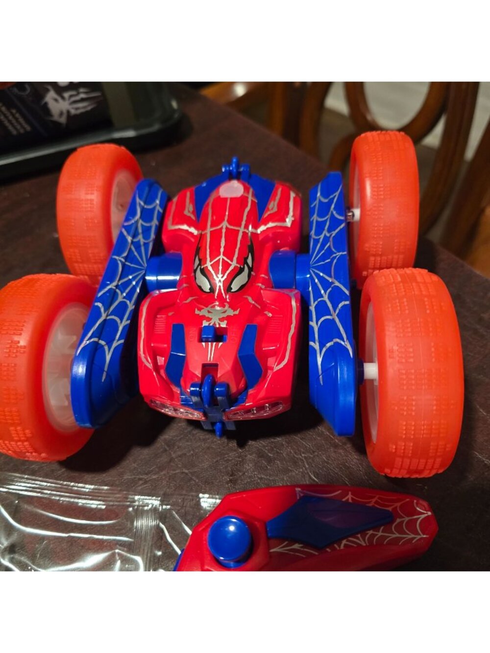 Remote Control Spider-Themed 4WD Stunt Car With 360° Spin Rechargeable Battery &